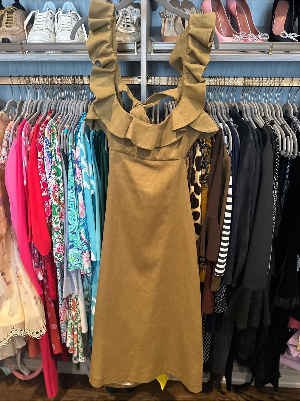Zimmermann Ruffle-Shoulder Maxi Dress